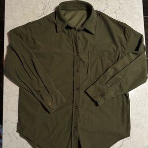 Women’s Green Button Down Corduroy Shirt Size Small